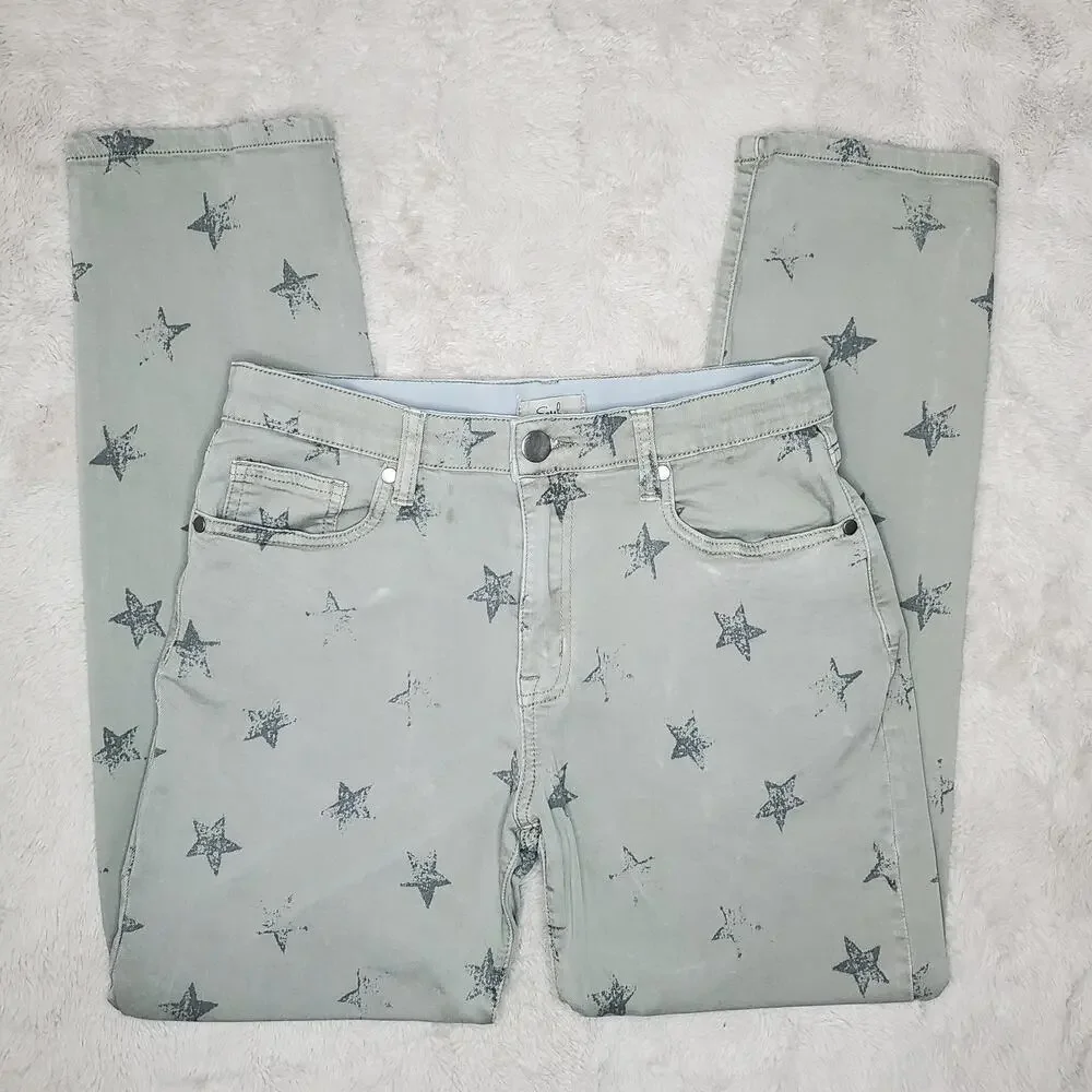 Anthropologie Easel Green Star Pants Small